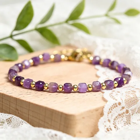 Handgemaakte Natuursteen Kristallen Kralen Armband 4x6mm Gefacetteerde Steen Gouden Kraal Verstelbare Armband Voor Dames Heren Sieraden