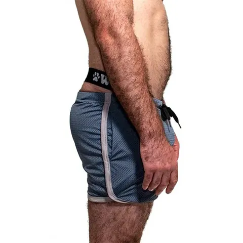 Men Sports Shorts Quick Dry Mesh Running Fitness Shorts With Contrast Piping Paw Print Drawstring Breathable Athletic Bottom