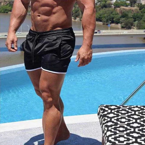 Men's Quick Dry Mesh Sports Shorts Breathable Running Fitness Training Shorts Summer Casual Camouflage Drawstring Bottom