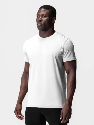Men's Muscle Fit Gym T-Shirt Cotton Elastic Slim Round Neck Short Sleeve Top For Summer Athletic Sweat-Wicking Sportswear