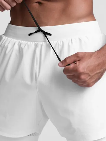 Short de Running 2 en 1 pour Hommes Double Couche Séchage Rapide Short de Sport Avec Poche Téléphone et Boucle pour Serviette