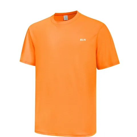 Men Quick Dry Breathable Sport T-Shirt Summer Short Sleeve Fitness Running Top Mesh Polyester Round Neck Casual Loose Gym
