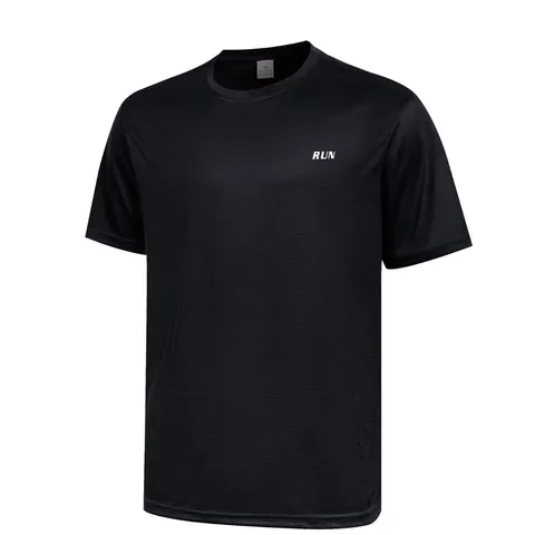 Men Quick Dry Breathable Sport T-Shirt Summer Short Sleeve Fitness Running Top Mesh Polyester Round Neck Casual Loose Gym