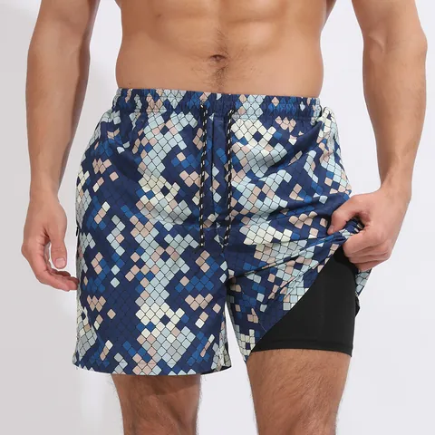 Men's Quick Dry Beach Shorts Casual Camouflage Print Swim Trunks Board Shorts Summer Outdoor Sports Breathable Bottoms
