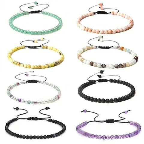 Natuursteen Kralen Gevlochten Verstelbare Armband Handgemaakt Yoga Healing Sieraden Voor Dames Heren Cadeau Boheemse Stijl Handketting