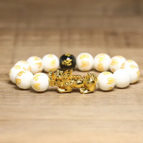 Bracelet Feng Shui Pixiu Mantra à Six Syllabes Bracelet en Perles pour Richesse Chance Bénédiction Bijoux Cadeau