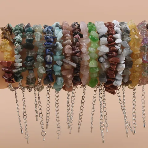 Natuurlijke Onregelmatige Gebroken Steen Armband Voor Dames Amethist Granaat Turkoois Kristallen Kralen Legering Ketting Sieraden