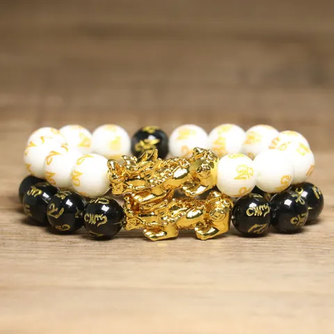 Bracelet Feng Shui Pixiu Mantra à Six Syllabes Bracelet en Perles pour Richesse Chance Bénédiction Bijoux Cadeau