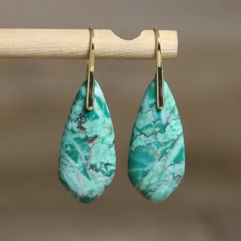 Natuurlijke Keizersteen Traanvormige Haakoorbellen Voor Dames Boheemse Kleurrijke Edelsteen Oorbellen Etnische Stijl Sieraden