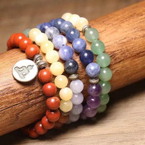 Bracciale Collana Perline Pietra Naturale Occhio di Tigre Ametista Lapis Lazzuli Loto Meditazione Yoga Gioielli Boho Donna