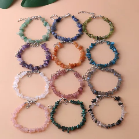 Natuurlijk Kristallen Onregelmatige Grind Armband Voor Dames Heren Verstelbare Legering Karabijnsluiting Edelsteen Sieraden