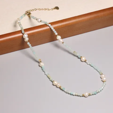 Natuurlijke Zoetwaterparel Gekleurd Glazuur Kralen Ketting Voor Vrouwen Europa Retro Lichte Luxe Stapelen Sleutelbeenketiing Sieraden