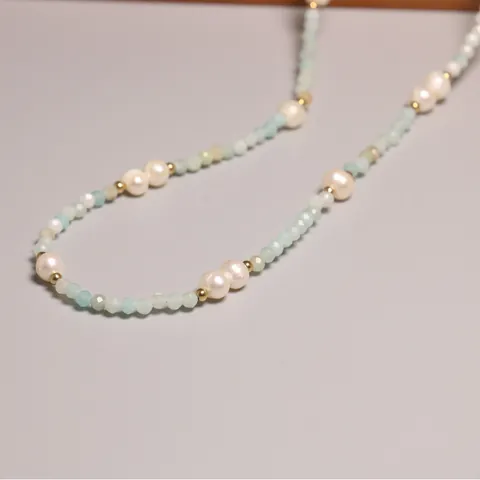 Natuurlijke Zoetwaterparel Gekleurd Glazuur Kralen Ketting Voor Vrouwen Europa Retro Lichte Luxe Stapelen Sleutelbeenketiing Sieraden