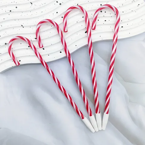 Bolígrafo de Navidad con Forma de Bastón de Caramelo PET Rayado Espiral Bicolor Juego de Bolígrafos para Oficina Escuela Regalos Rojo Verde Rosa