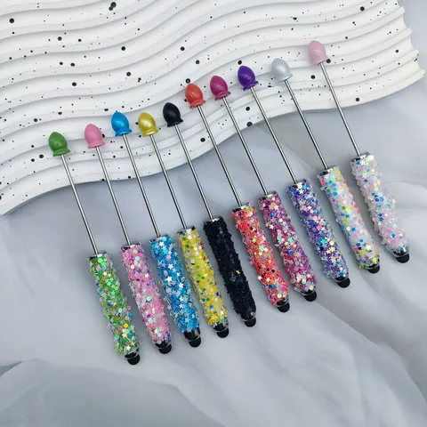 Creative Beaded Stylus Pen With Star Sequins Stainless Steel Touch Screen Pen DIY Beaded Pen For Mobile Tablet Writing Pen