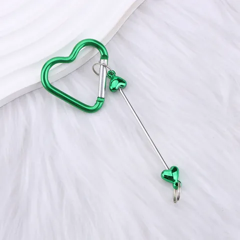 Modern Electroplated Heart Shaped Aluminum Alloy Carabiner Beaded Keychain Multi-Functional Backpack Pendant Outdoor Metal Hanging Ornament Accessory