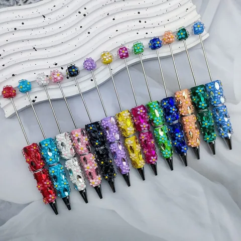 Penna a Sfera in Metallo Fai-da-Te con Fiori e Gemme Decorazione con Strass per Ufficio Scuola Penna Scrittura Regalo Donna