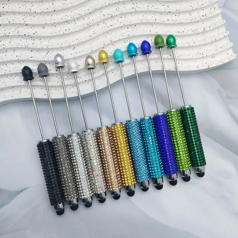 DIY Beaded Stylus Ballpoint Pen Rhinestone Inlaid Dual Purpose Writing Touch Pen For Smartphone Tablet Office School Supplies For Women Gift