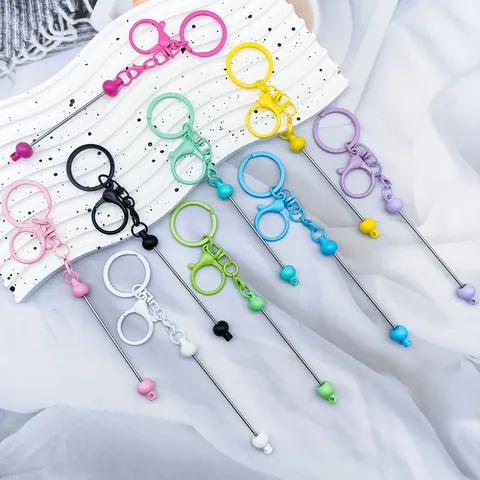 Llavero de Cierre de Langosta con Barra de Cuentas Metal Pintado DIY Joyería Colgante de Bolso Accesorio Decorativo Regalo Mujer Niña