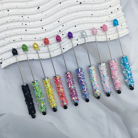 Creative Beaded Stylus Pen With Star Sequins Stainless Steel Touch Screen Pen DIY Beaded Pen For Mobile Tablet Writing Pen