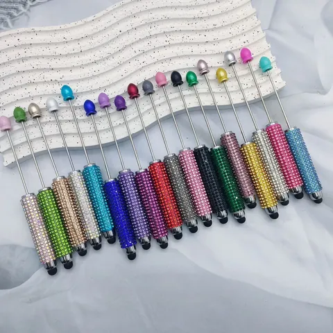 DIY Beaded Stylus Ballpoint Pen Rhinestone Inlaid Dual Purpose Writing Touch Pen For Smartphone Tablet Office School Supplies For Women Gift