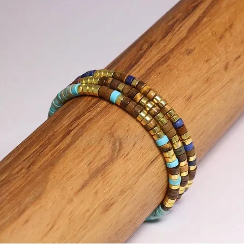 Natuursteen Morsecode Armband Handgemaakt Gevlochten Verstelbaar Boheems Heishi Kralen Armband Sieraden Cadeau Voor Heren Dames