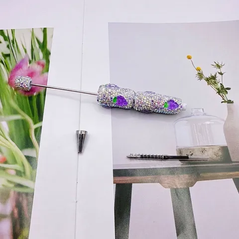 Luxury Rhinestone Beaded Ballpoint Pen Cute Fruit Vegetable Metal Twist Writing Pen For Kids Office School Stationery