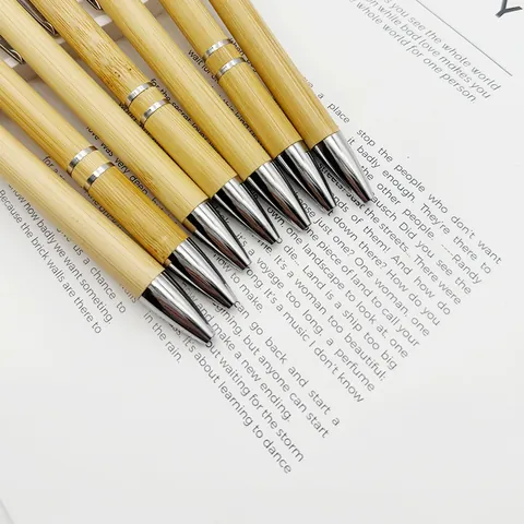 Bolígrafo Stylus de Bambú Natural Respetuoso Con El Medio Ambiente 1.0mm Retráctil Con Tapa de Pantalla Táctil de Color Para Oficina Escuela Papelería