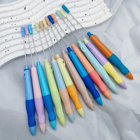 Portaminas Creativo con Cuentas de Bricolaje y Corrección de Postura Agarre de Goma Ergonómico Color Macaron Papelería Escolar para Niños Adolescentes