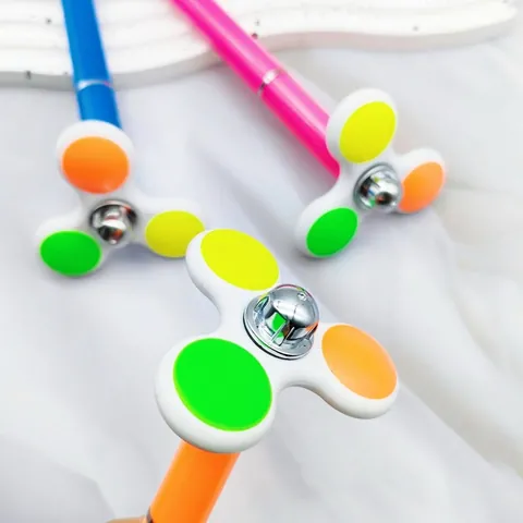 Creative Fidget Spinner Ballpoint Pen Novelty ABS Plastic Stress Relief Rotating Pen Students Office Stationery Gift Pen Multicolor