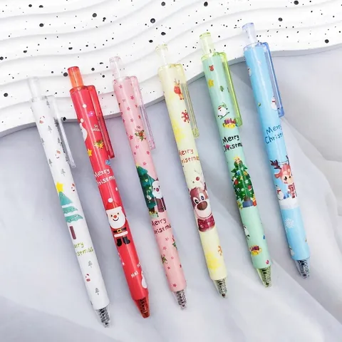 Lindos Bolígrafos de Gel Retráctiles de Navidad Dibujos Animados 0.5mm Tinta Negra Plumas de Escritura Estudiantes Escuela Oficina Regalo
