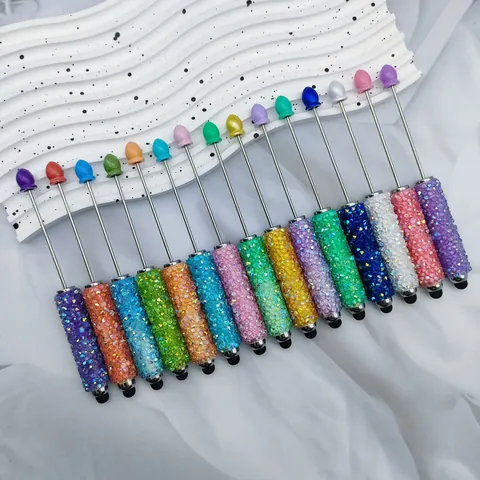 Multicolor Jelly Rhinestone Stylus Ballpoint Pen Glitter Beaded Touch Screen Pen For School Office Writing Stationery Gift