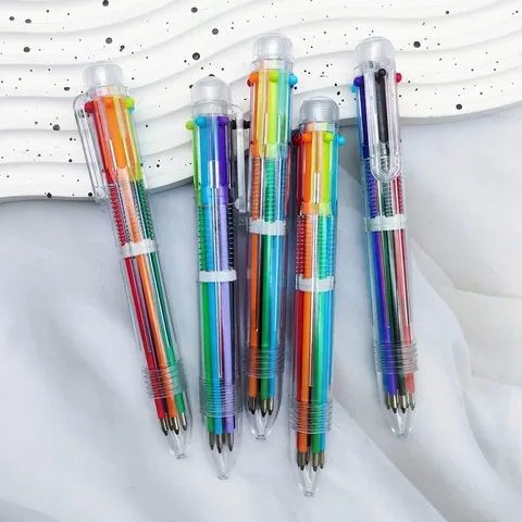 Transparent Multi-Color Retractable Ballpoint Pen For Journaling Marking School Office Minimalist Plastic Stationery Gift