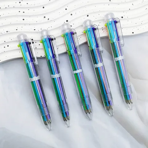 Transparent Multi-Color Retractable Ballpoint Pen For Journaling Marking School Office Minimalist Plastic Stationery Gift