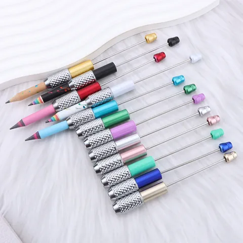 Alargador de Lápiz DIY con Cuentas Multicolor Ajustable para Estudiantes Artistas Bocetos Escritura Accesorio de Papelería de Plástico