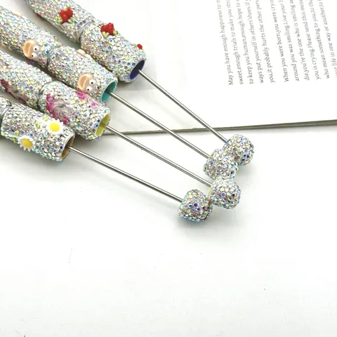 Bolígrafo Creativo Luminoso De Strass Con Cuentas Bolígrafo Para Enhebrar Bricolaje Cristal AB Fluorescente Abalorios Animados Papelería Regalo Escuela