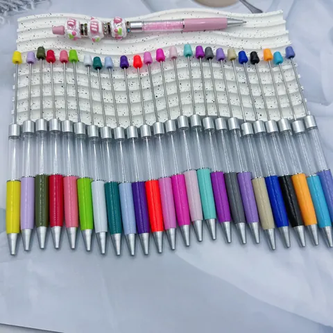 Bolígrafo DIY para Enhebrar Cuentas Tubo Hueco Recargable Multicolor Plástico Metal Herramienta de Escritura Creativa Papelería Escolar Oficina Regalo