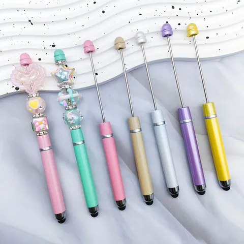DIY Beadable Stylus Pen Multifunctional Touch Screen Ballpoint Pen With Extended Metal Rod For Office School Student Gift