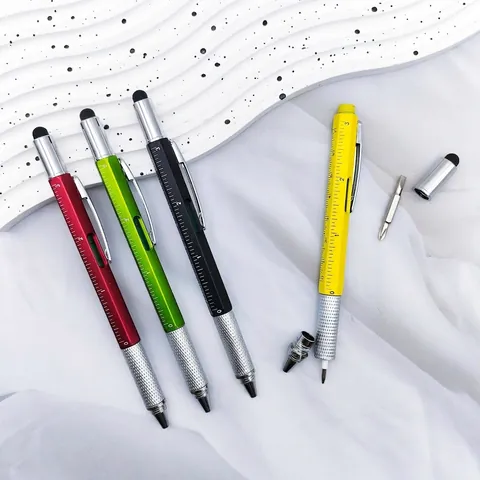 Multifunktionaler Multitool Stift Stylus Kugelschreiber Lineal Wasserwaage Schraubendreher Kunststoff Schreibgerät Für Büro DIY Herren Geschenk