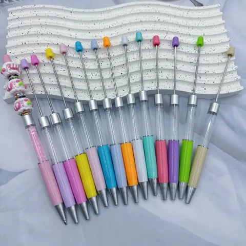 Bolígrafo DIY para Enhebrar Cuentas Tubo Hueco Recargable Multicolor Plástico Metal Herramienta de Escritura Creativa Papelería Escolar Oficina Regalo
