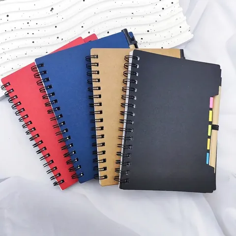 Creative Spiral Kraft Paper Memo Notebook With Ballpoint Pen Colorful Sticky Notes For Office School Business Promotion Gift