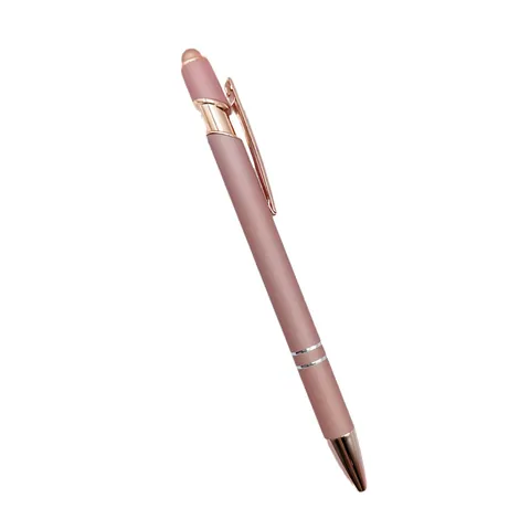 Rose Gold Matte Aluminum Ballpoint Pen With Stylus For Business Office Writing Elegant Professional Bullet Tip Stationery