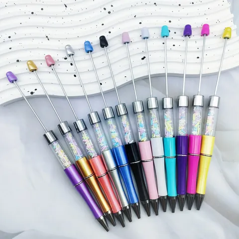 DIY Beaded Ballpoint Pen Empty Tube Colorful Candy Dopamine Style Star Filling Rotating Writing Pen For Office School Stationery