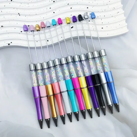 DIY Beaded Ballpoint Pen Empty Tube Colorful Candy Dopamine Style Star Filling Rotating Writing Pen For Office School Stationery