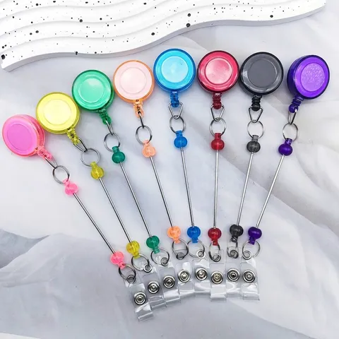 Ausweisjojo DIY Perlen ID Kartenhalter Verlängerung Metallstange Kunststoff Stretch Schlüsselanhänger Schlüsselring Büro Schule Bedarf