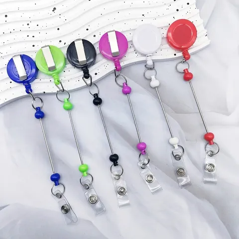 Ausweisjojo DIY Perlen ID Kartenhalter Verlängerung Metallstange Kunststoff Stretch Schlüsselanhänger Schlüsselring Büro Schule Bedarf
