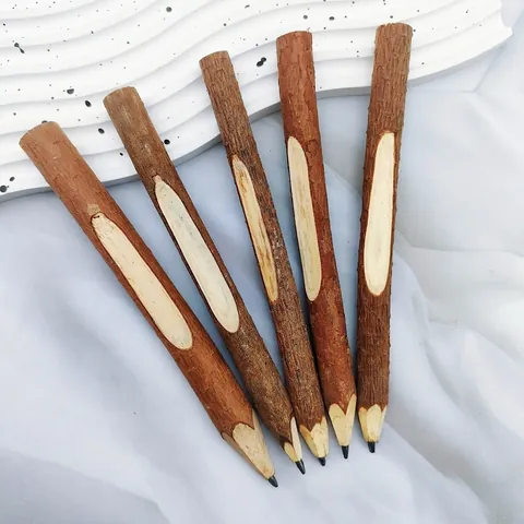 Eco Friendly Natural Pine Wood Tree Branch Pencil Ballpoint Pen Handmade HB Lead Office School Writing Supplies Wooden Stationery