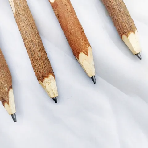 Eco Friendly Natural Pine Wood Tree Branch Pencil Ballpoint Pen Handmade HB Lead Office School Writing Supplies Wooden Stationery