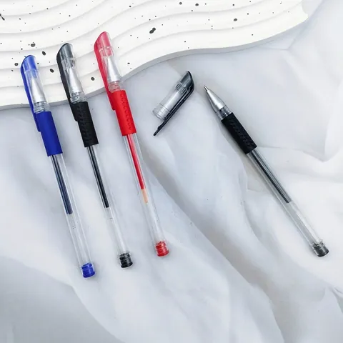 Minimalist 0.5mm Gel Ink Pen Transparent Body Soft Rubber Grip Black Blue Red Water Pen For Student Office Exam Writing