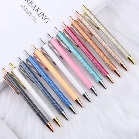 Christmas Halloween Pattern Glitter Ballpoint Pen With Metal Clip Retractable Stationery Gift Pen For Office Business School